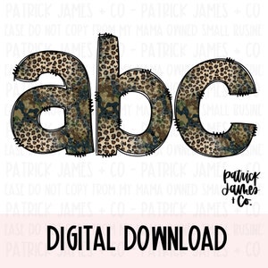 Leopard and Camo Lowercase Alpha Set | PNG Alpha Set | Digital Download | Lowercase Alpha Set