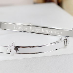 Dolce Valentina Personalised Sterling Silver Christening Bracelet - Expandable Bangle For Boys & Girls