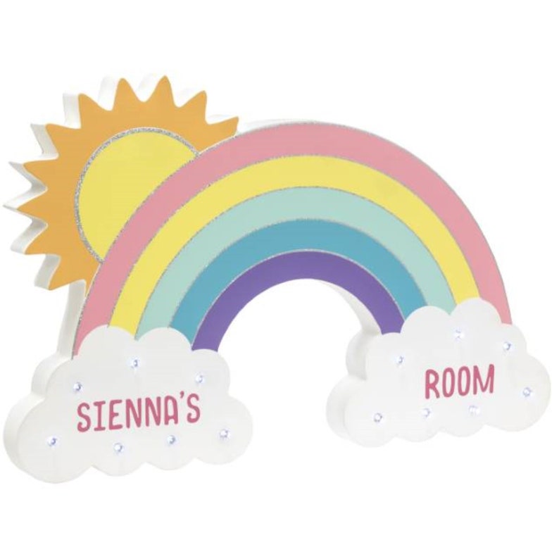 Rainbow LED Wall Light Nursery Children/'s Decor Accessory Personalized Wooden Gift Toddler/'s Bedroom