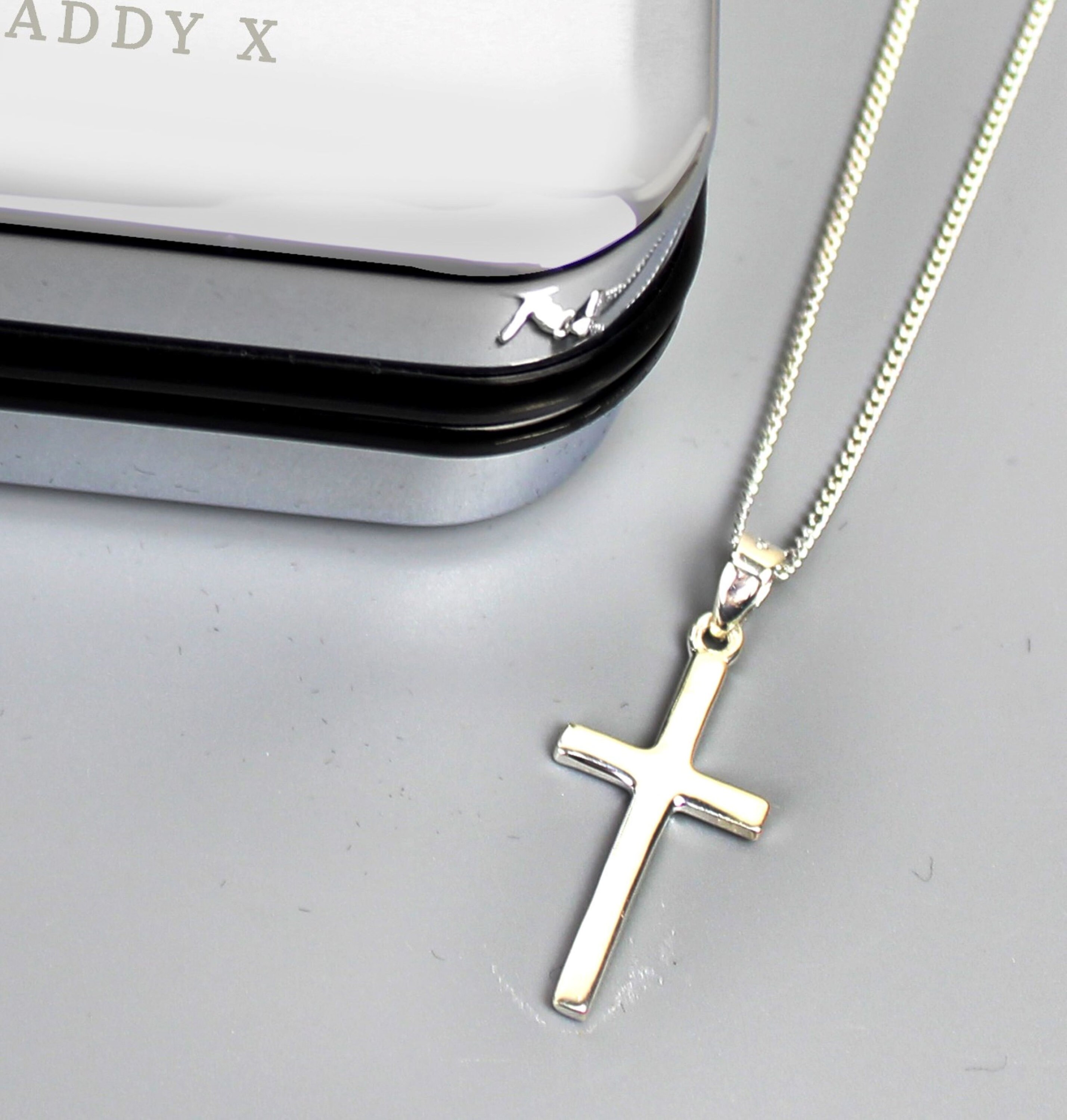 Gift for Christening solid sterling silver cross personalised boxed boy or girl 