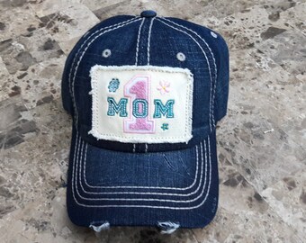 Denim Mom Baseball Cap: Pre-distressed Vintage Style