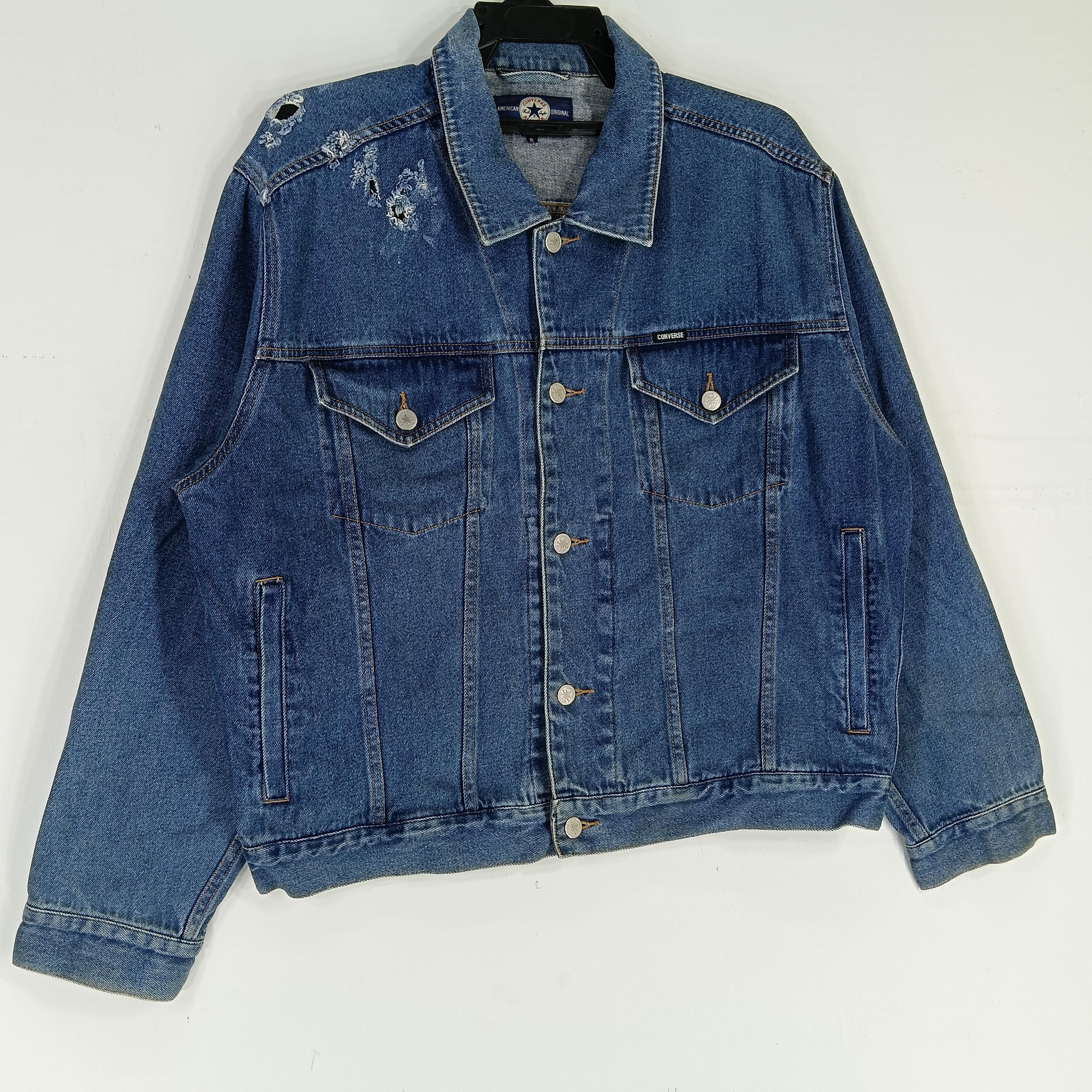 Vintage 90's Converse Denim Distressed Blue Large Jacket