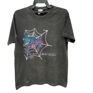 Vintage Spiderman Movie Black Medium T Shirt Action Movie Spider Man Sun Faded Shirt Cartoon Network Tee Size M