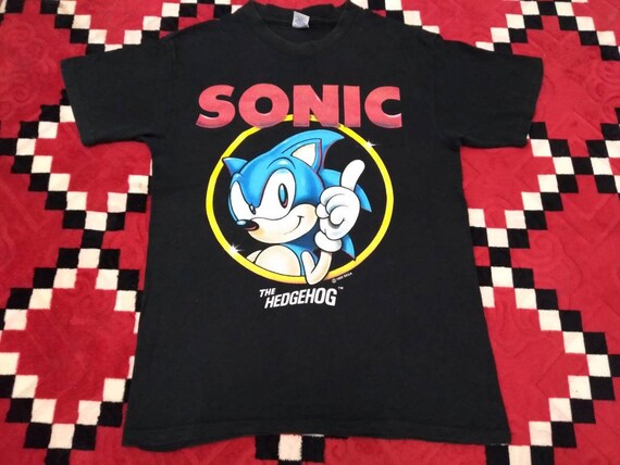 Vintage 90's Sonic the Hedgehog Black Medium T Shirt Movie Promo