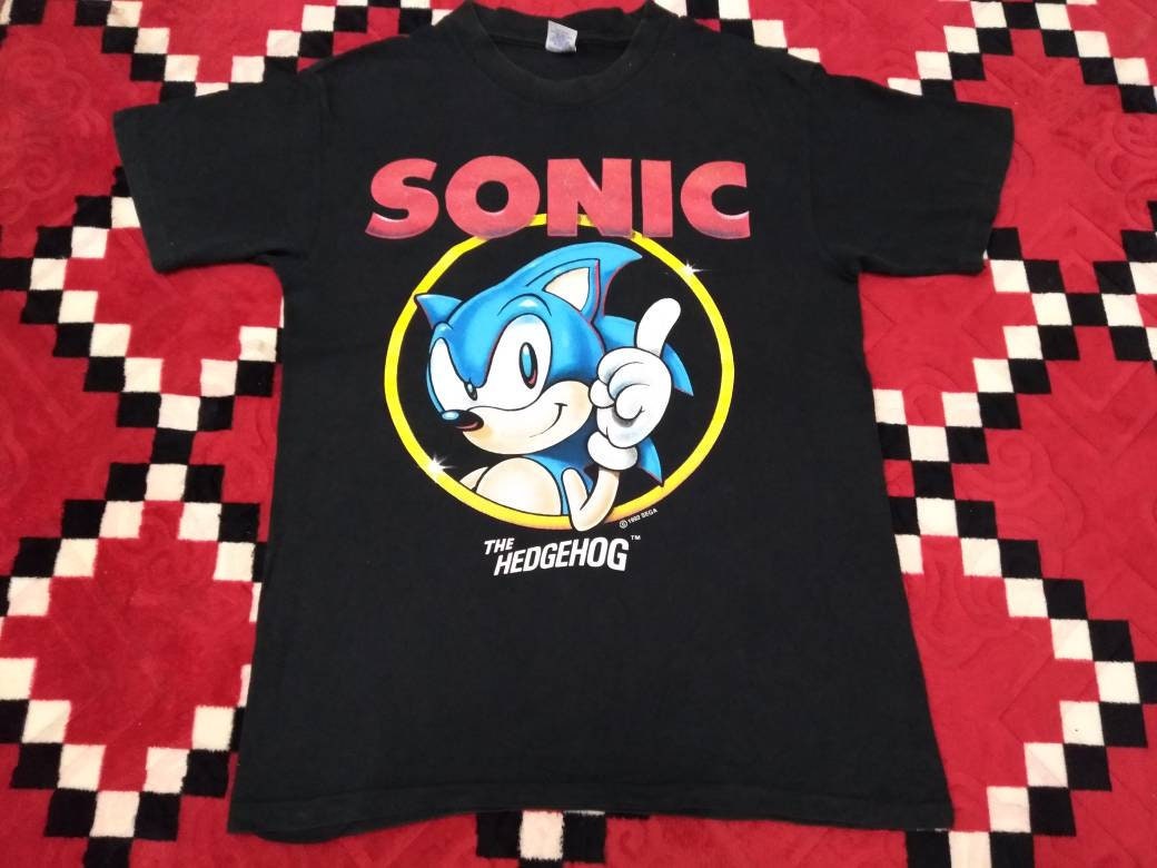 Vintage 90's Sonic the Hedgehog Black Medium T Shirt Movie Promo