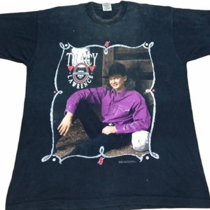Vintage 90&#39;s Tracy Lawrence American Music Singer Country  Songwriter Black XLarge T Shirt Music Tour Concert Tee Size XL