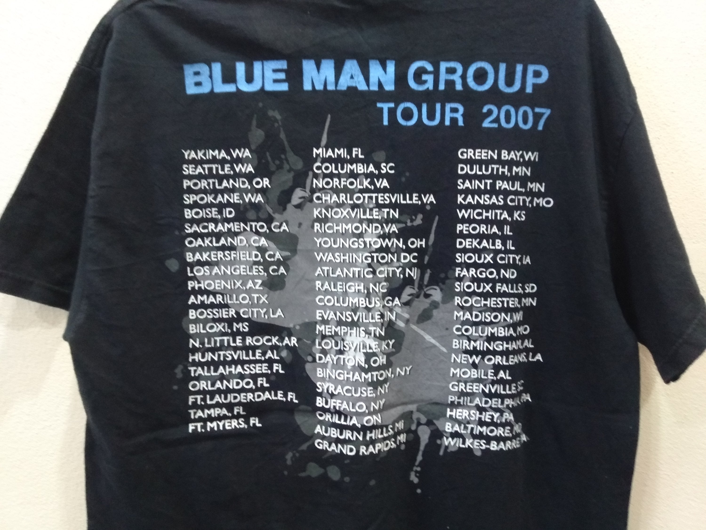 Vintage Y2k Blue Man Group American Performance Art Large Black T