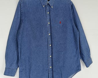 Vintage Polo Country Ralph Lauren Jeans Shirt Medium 90s Polo Pony