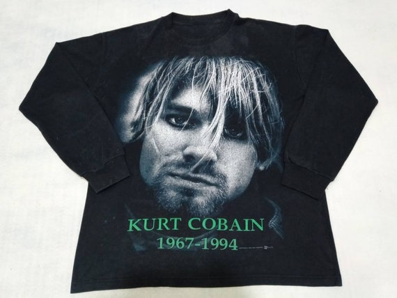 Vintage 90's Kurt Cobain Nirvana Vocalist Black Large T Shirt