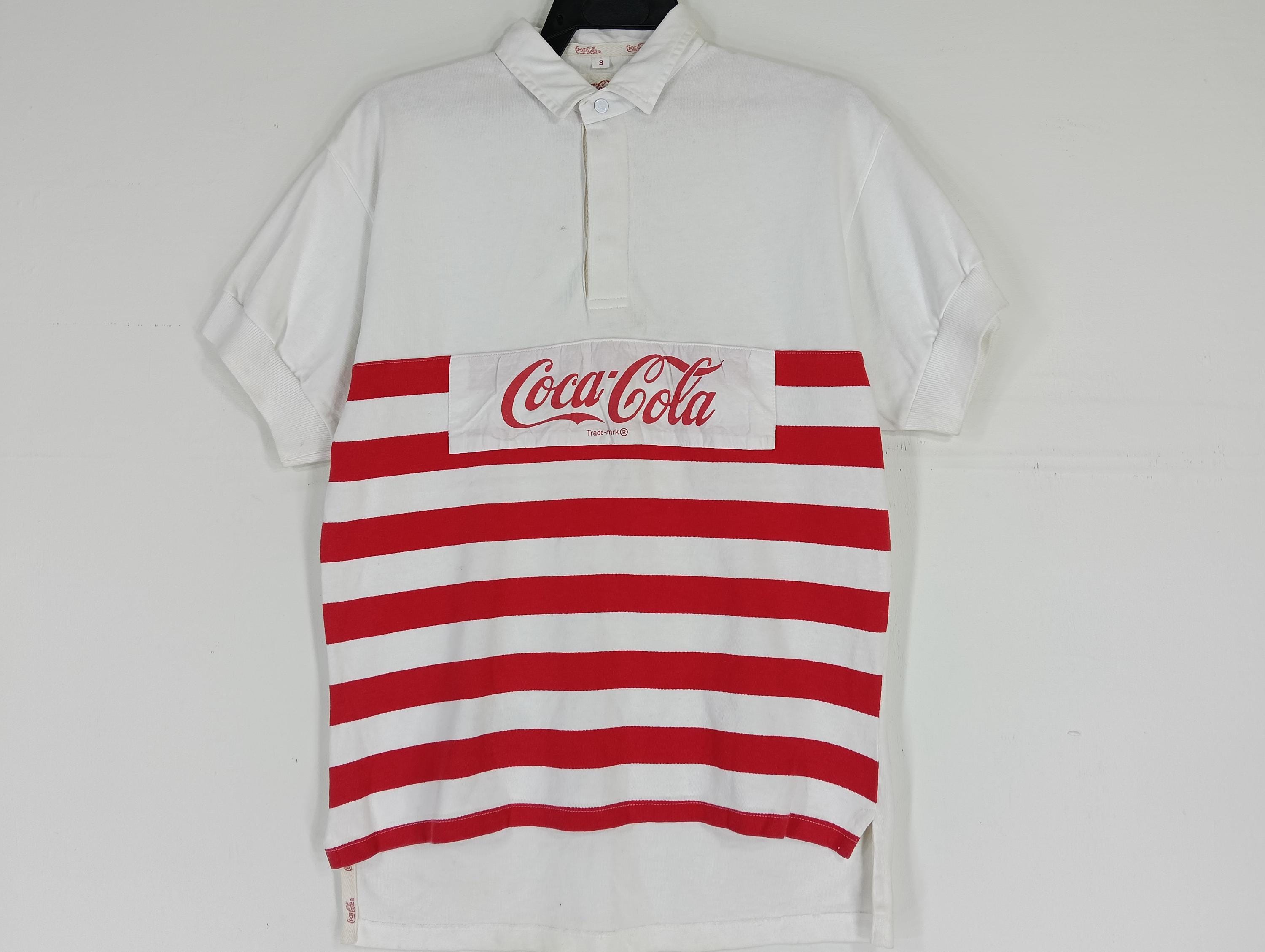 トップス Coca-Cola WEAVE STRIPE S/S POLO Vintage 1986 Coca Cola Shirt Stripe Medium 80's Coca Cola