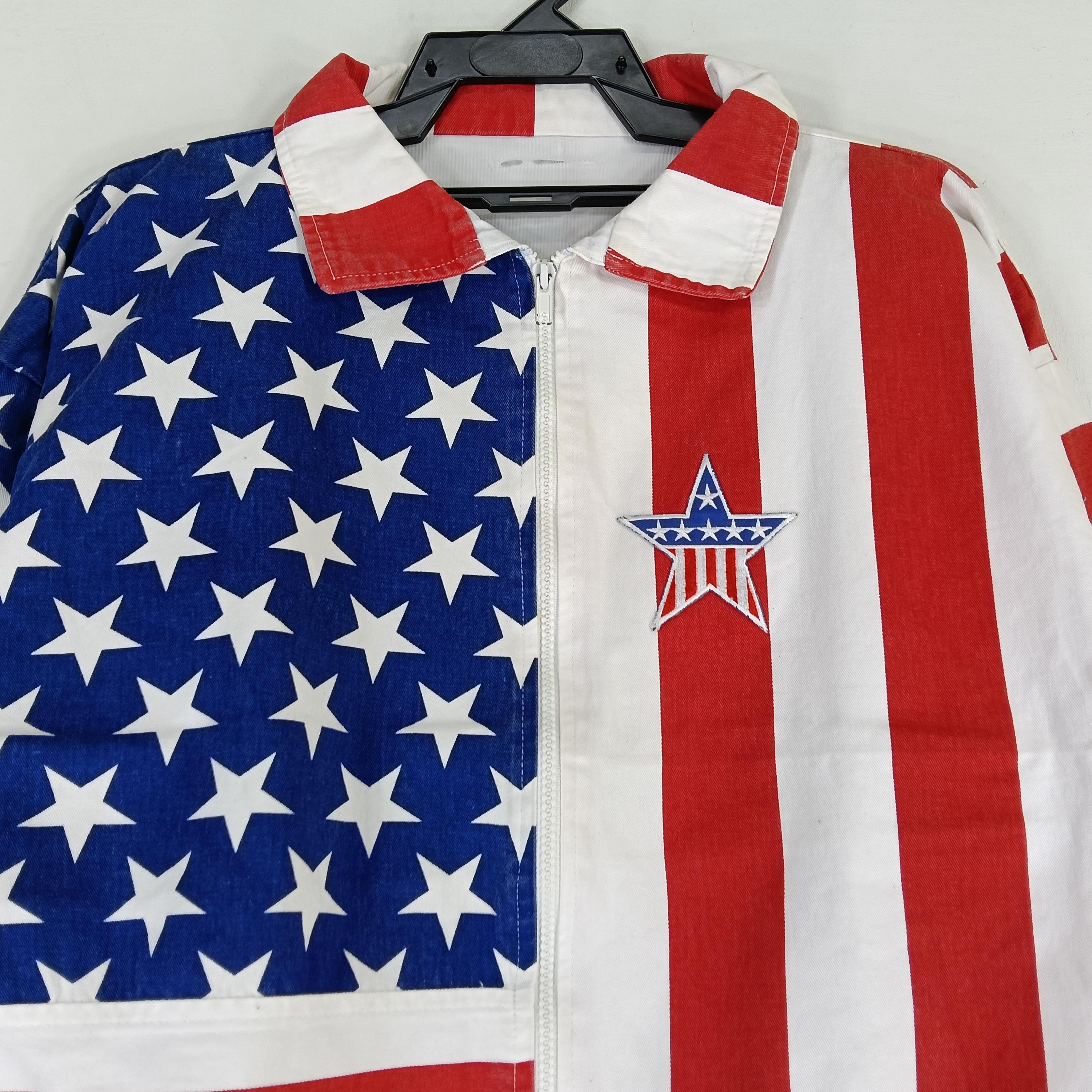 Vintage 90's American Flag Jacket Overprint Large American Flag