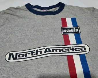 Vintage Oasis Band North America Tour Gray Ringer T Shirt Oasis