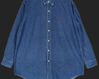 Vintage Polo Country Ralph Lauren Jeans Shirt Large 90s Polo Pony