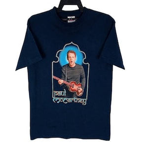 Vintage Paul Mccartney English Singer Songwriter Musician Dark Blue Medium T Shirt Tour Music Shirts Tees Size M