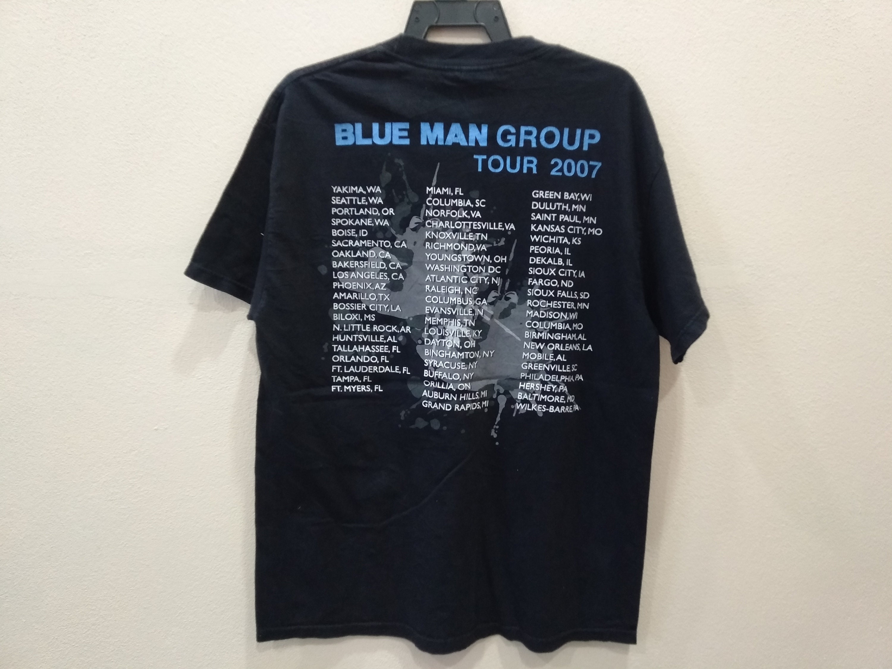 Vintage Y2k Blue Man Group American Performance Art Large Black T