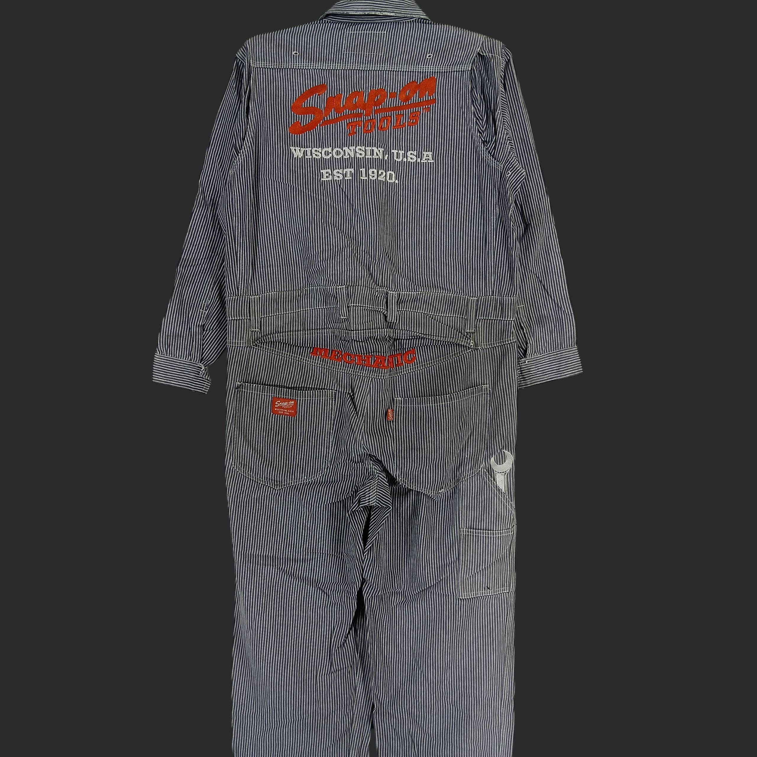 Vintage 90s Snap on Hickory Distressed Coveralls Large Racing Snap
