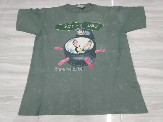 Vintage 90's Green Day Band Rock Punk Green Xlarge Insomniac Tour