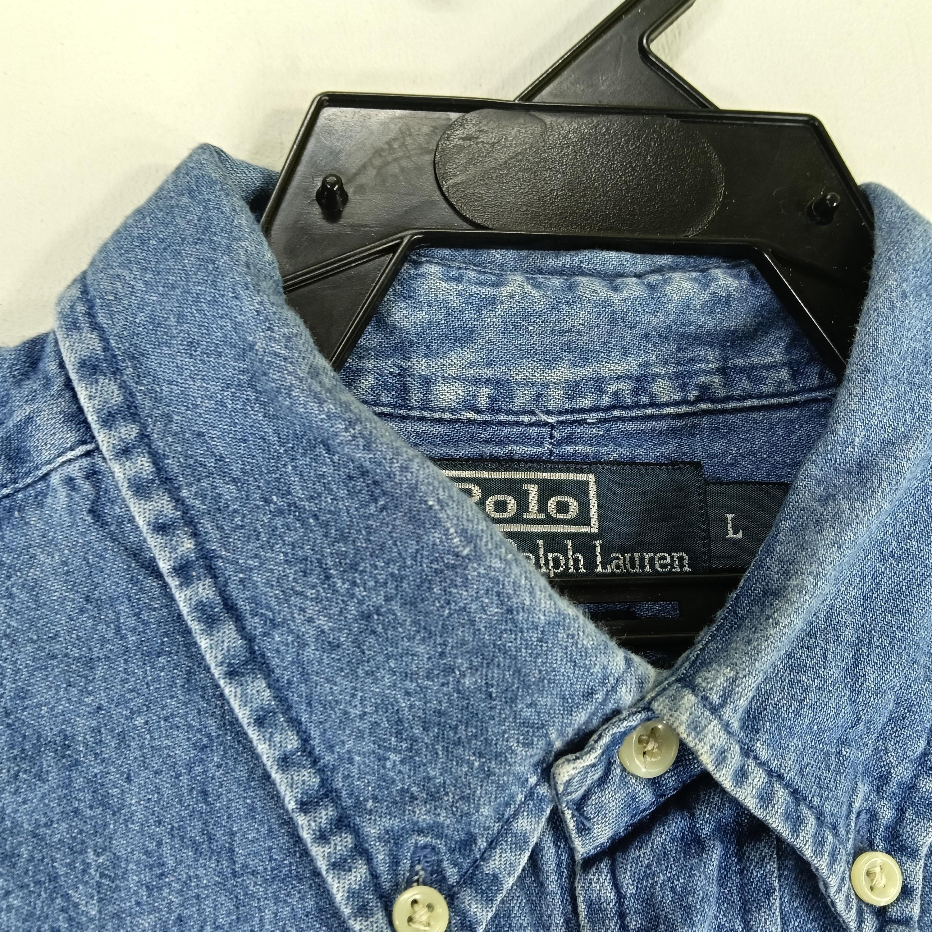 Vintage 90s Polo Ralph Lauren Blue Jeans Shirt Large Ralph Lauren