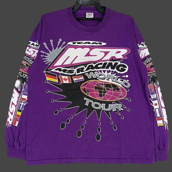 Vintage 90's Motorsport Ms Racing Purple MSR Tour Large T Shirt