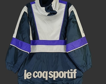 Vintage 90s Le Coq Sportif Windbreaker Jacket Medium - Large Le Coq Sportif France Multicolor Zipper Track Top Casual Wear Hoodie Size M- L