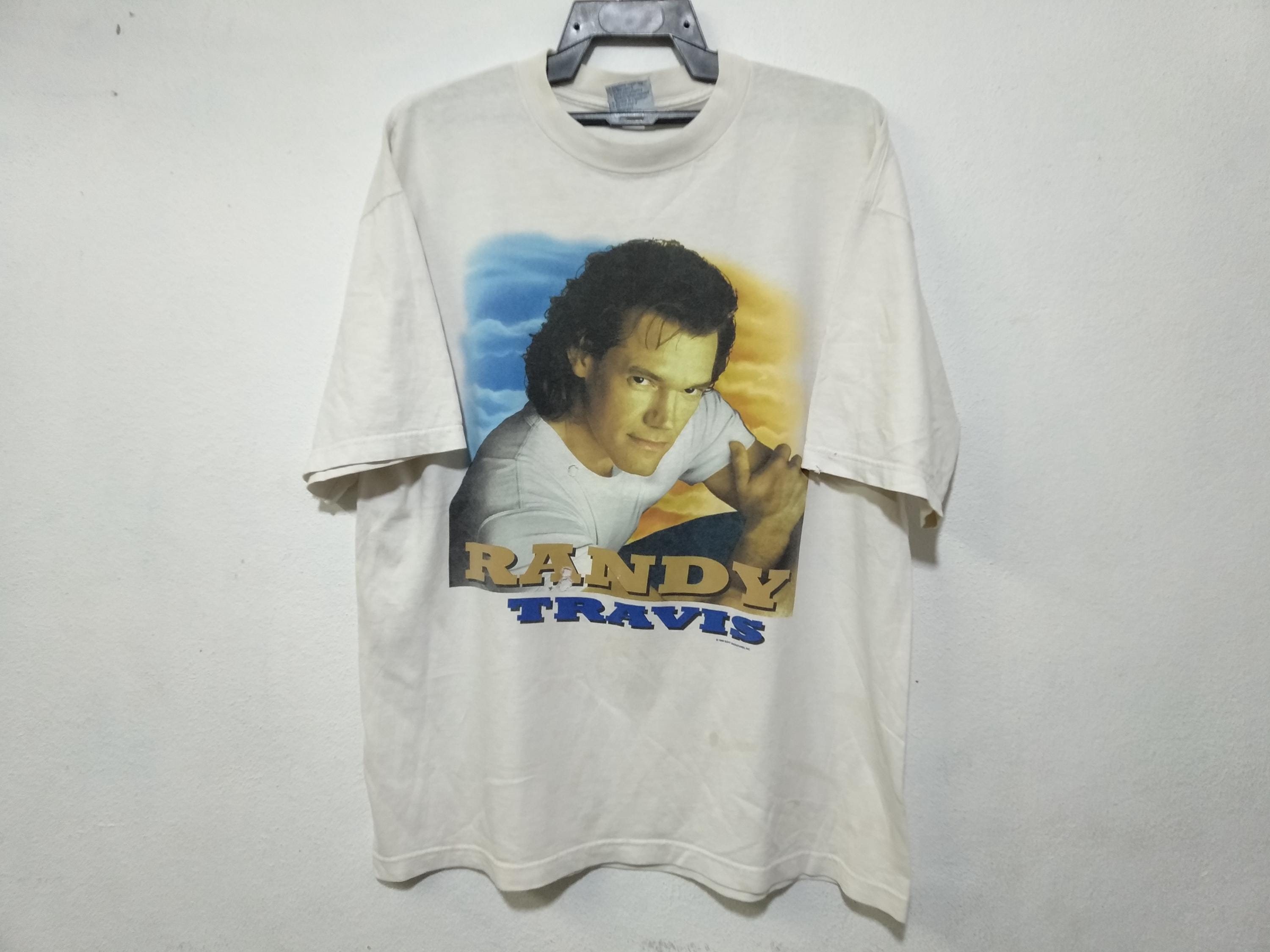 Vintage 90's Randy Travis American Country Singer White Xlarge T