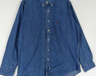 Vintage Polo Country Ralph Lauren Jeans Shirt Medium 90s Polo Pony