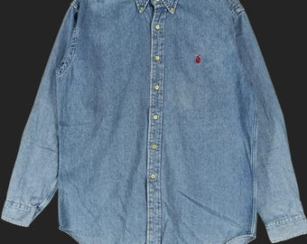 Vintage Polo Country Ralph Lauren Jeans Shirt Large 90s Polo Pony