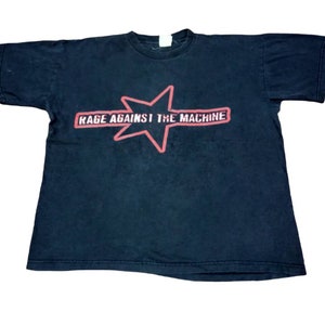 Vintage 90s Rage Against The Machine American Rock Band Black Large T Shirt Music Metal Tour Tees 1999 Concert Shirts Size L
