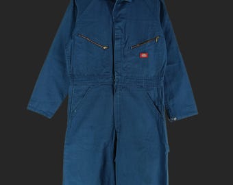 Vintage 80s Dickies Coveralls | Navy Blue Boiler Suit | Zip Front