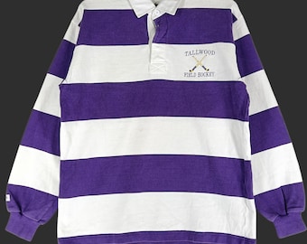 BARBARIAN ストライプ ラガーシャツ L 90S Vintage 90's Barbarian Canada Tallwood Hockey Stripe Purple White