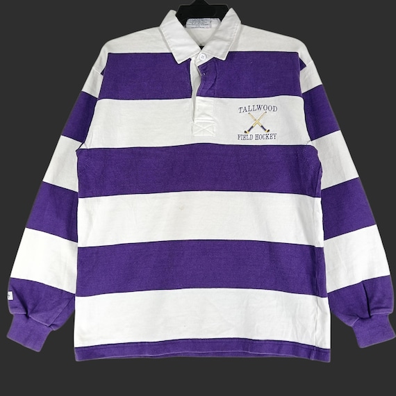 Vintage 90's Barbarian Canada Tallwood Hockey Stripe Purple White