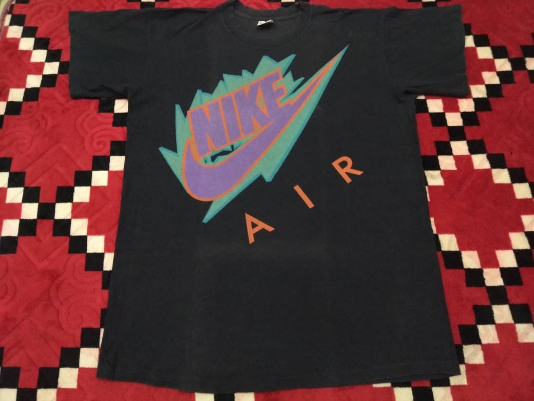 Vintage 90's Nike Swoosh Big Logo Black Xlarge T Shirt Nike Air Shirt Gray  Tag Tee Sportsman Shirts Size XL 