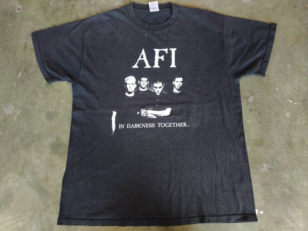 Vintage AFI American Rock Band Large Black T Shirt in Darkness
