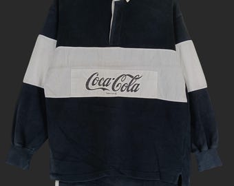 Vintage 1986 Coca Cola Open Water Black White Shirt Medium 80's Coca Cola Carbonated Usa Drink Streetwear Sports Rugby Polo Shirt Size M