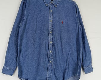 Vintage 90s Polo Ralph Lauren Blue Jeans Shirt Large Ralph Lauren
