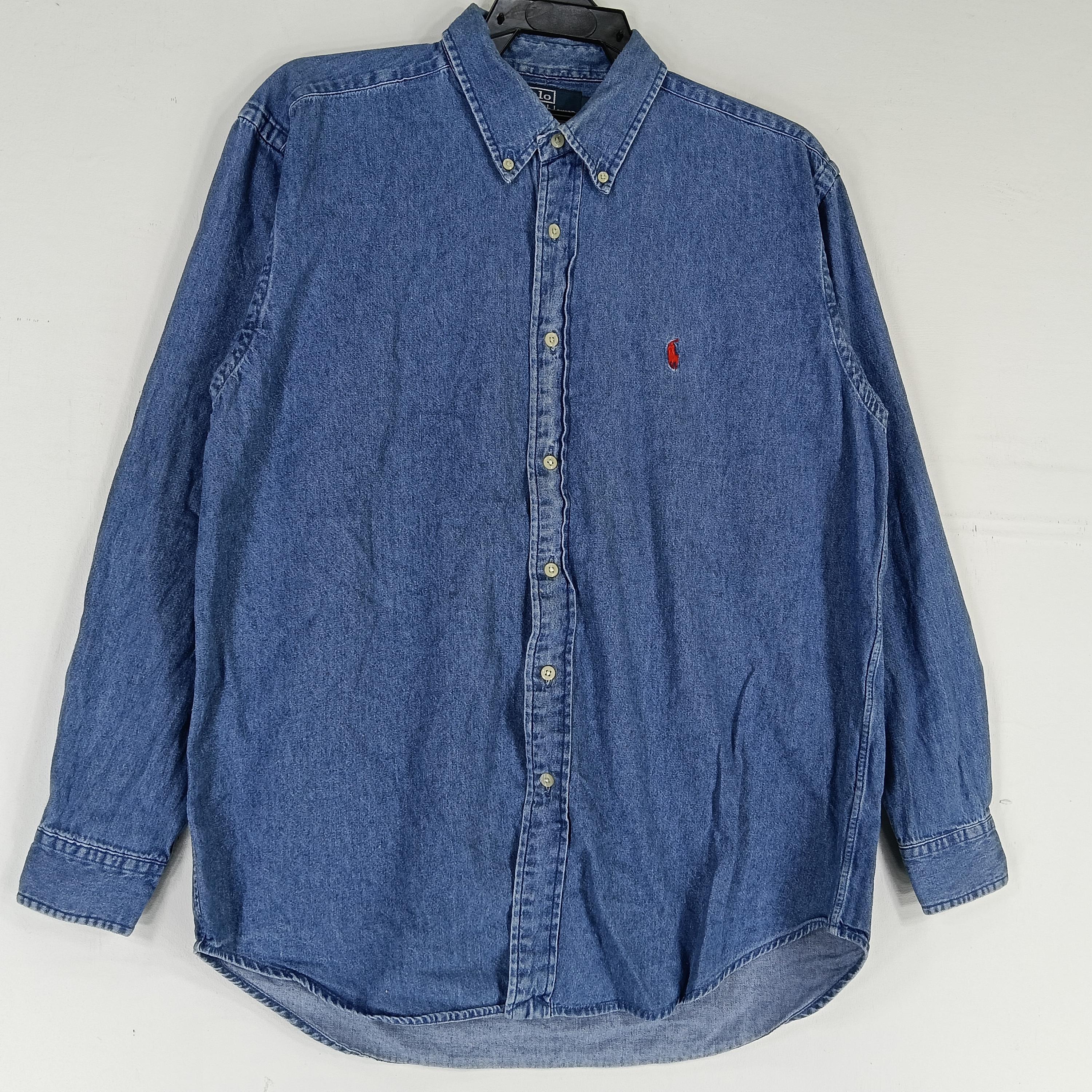 Vintage 90s Polo Ralph Lauren Blue Jeans Shirt Large Ralph Lauren