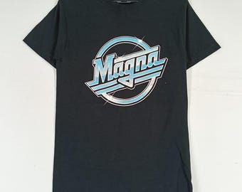Vintage 80's Magna the Strokes Logo Music Concert Band Black Medium Tshirt  Magna Cigarettes Logo Tobacco Magna Shirt Size M
