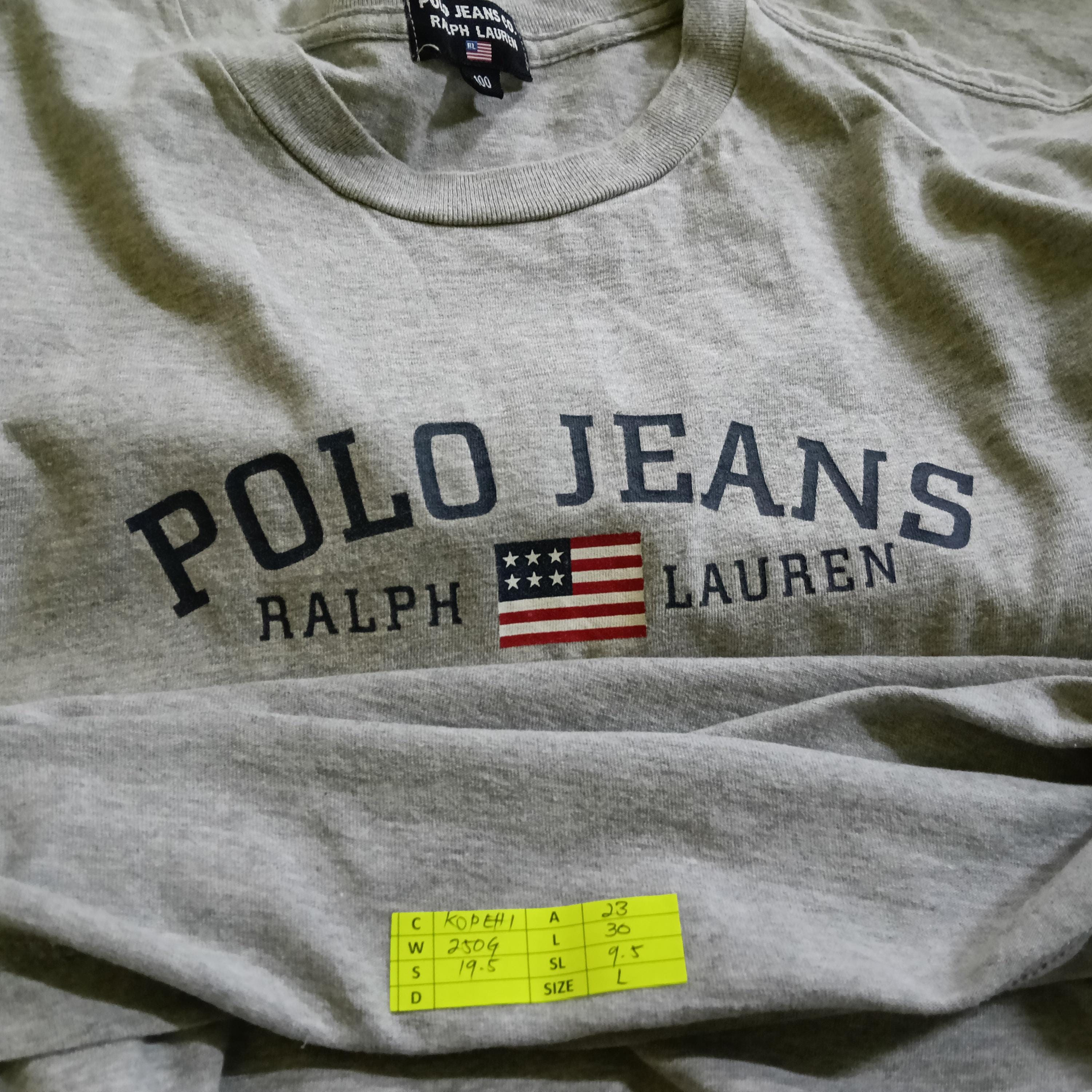 Vintage 90's Polo Jeans Ralph Lauren Polo Grey T Shirt Large Ralph