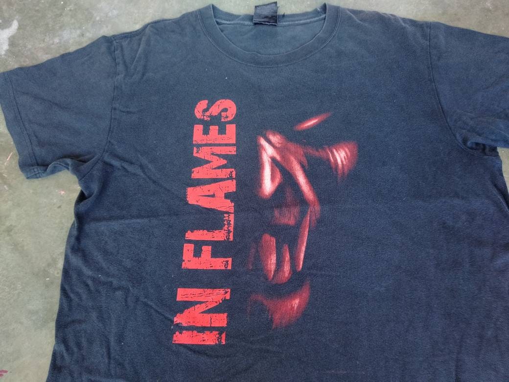 Vintage in Flames Swedish Death Metal Band Black Xlarge T Shirt