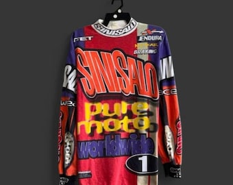 Vintage 90's Sinisalo Racing Motocross Overprinted Tshirt Medium