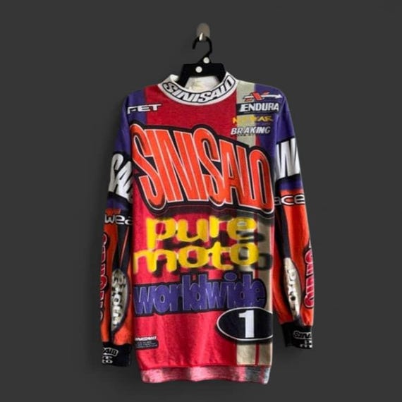 ヴィンテージ　90s Tシャツ　カットソー　SINISALO M バイクウェア Vintage 90's Sinisalo Motorcross Racing Multicolor Large T Shirt