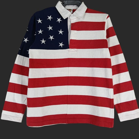 ​90s Stars and Stripes Rugby Shirt 星条旗 Vintage 90's Barbarian Polo Stripes Shirt Small Polo Barbarian