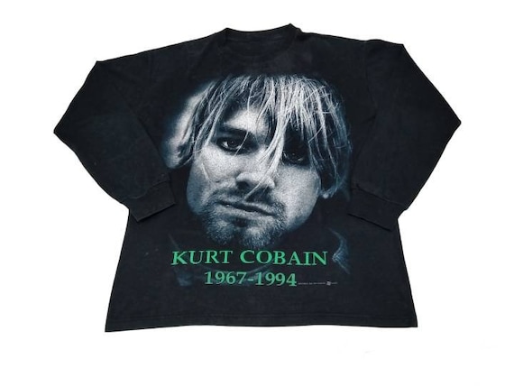 Vintage 90's Kurt Cobain Nirvana Vocalist Black Large T Shirt