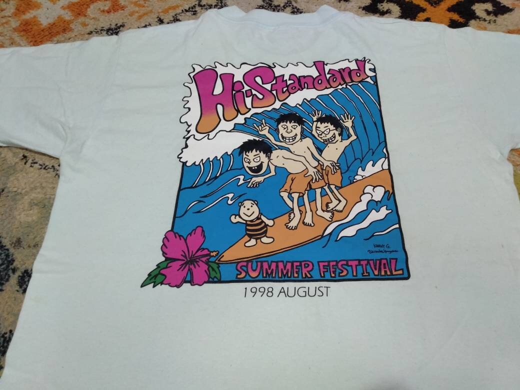 Vintage 90's Hi Standard Japanese Punk Rock Band Soft Blue Medium