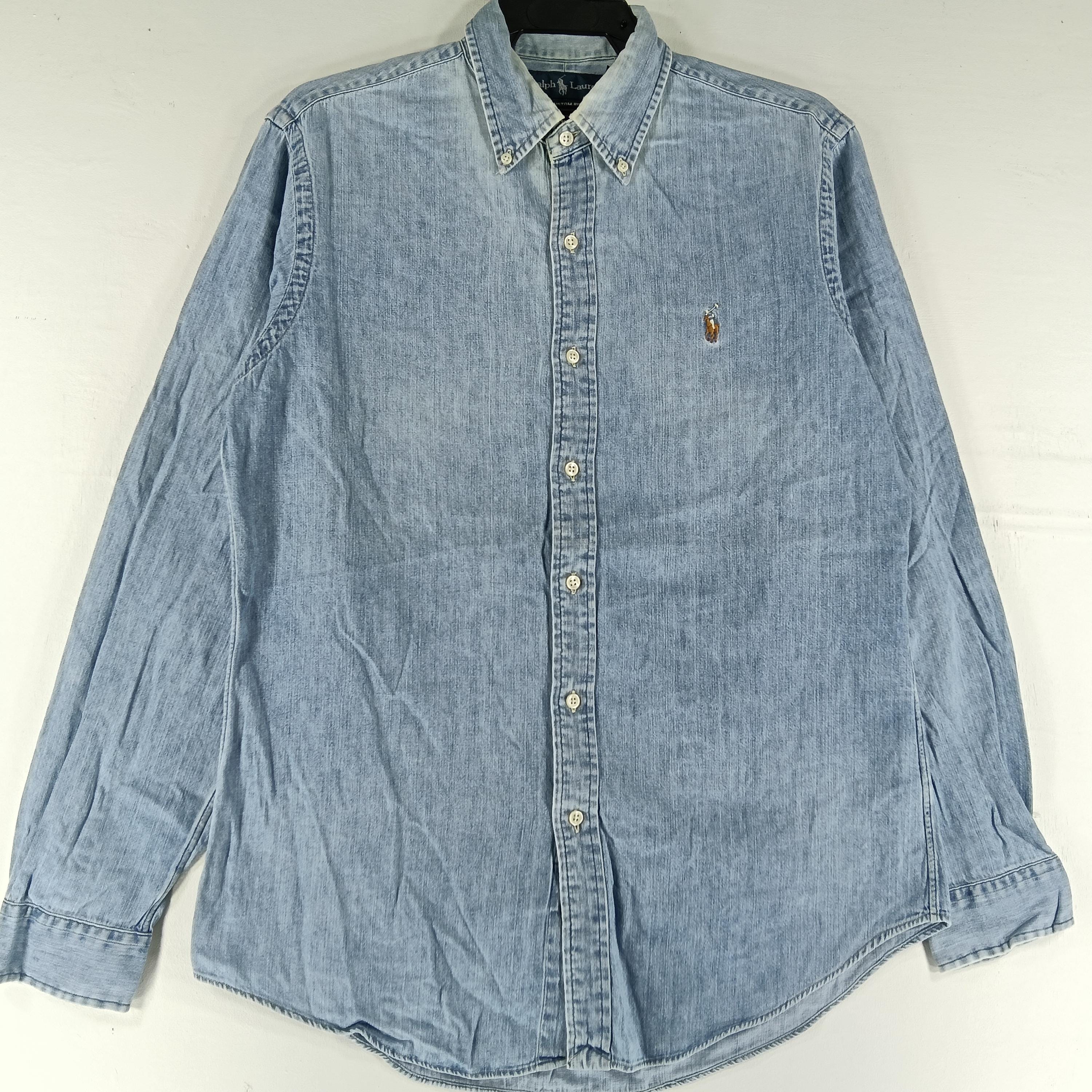 Vintage Polo Ralph Lauren Jeans Shirt Medium 90s Polo Pony Blue