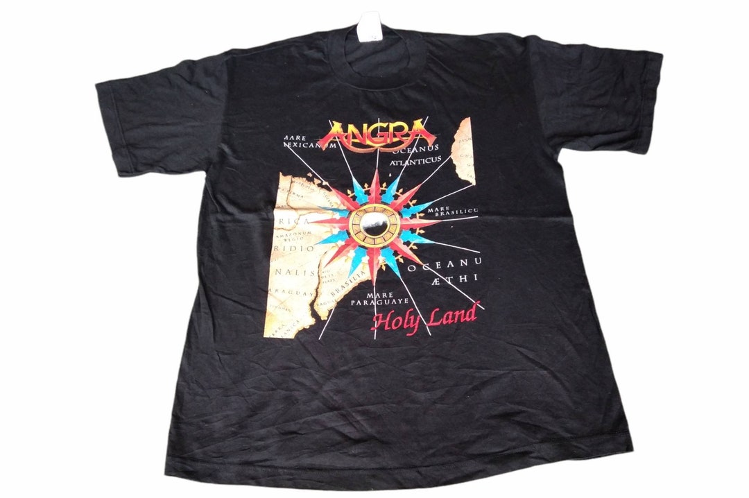 T-shirt Concert Rare Angra Holy Land - Taille XL, Noir, Coton, Neuf Sans étiquettes, Collector Métal