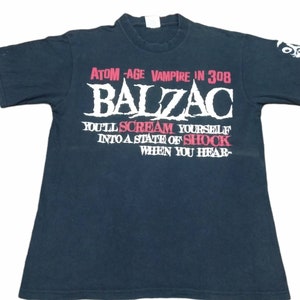 Vintage 90's Balzac Japanese Punk Rock Band Black Large T Shirt