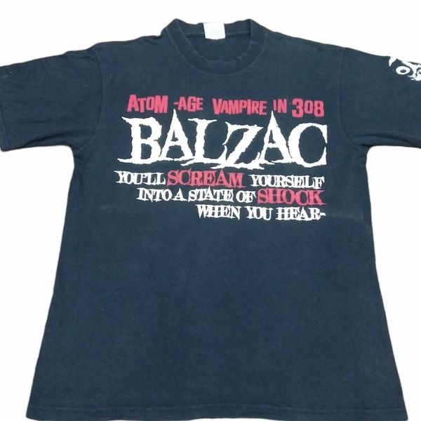 Vintage 90's Balzac Japanese Punk Rock Band Black Large T Shirt You'll Scream Yourself Tour Shirts Tees Genre Horror Punk Hardcore Size L