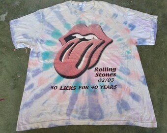 Vintage 90's the Rolling Stones English Rock Band Tye Dye Xlarge T