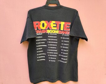 Vintage 90's Roxette Swedish Pop Rock Duo Band Black Large T Shirt